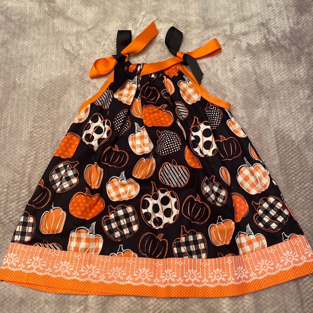 Homemade pumpkin dress sz 18/24 months